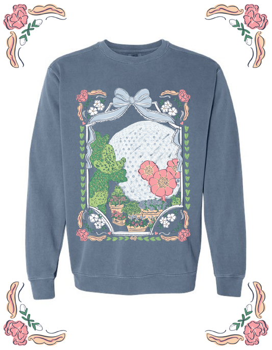 Garden Bows and Borders CC Sweatshirt - Blue Jean