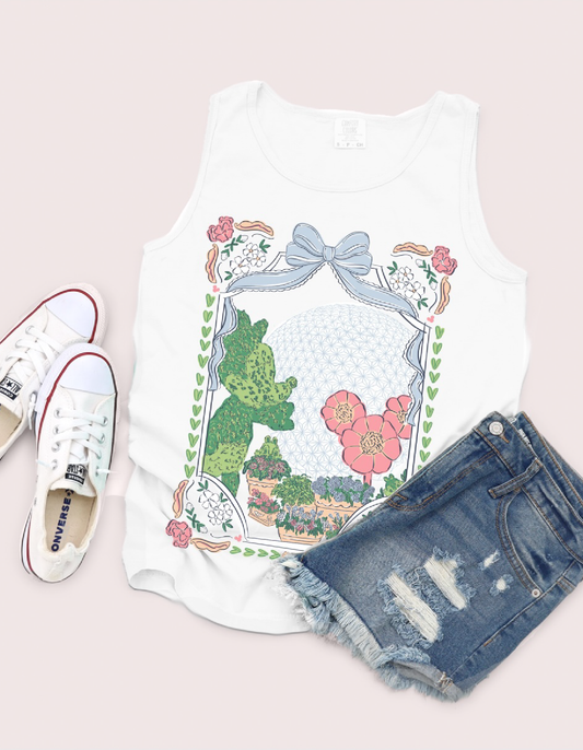 Garden Bows and Borders CC Tank - White