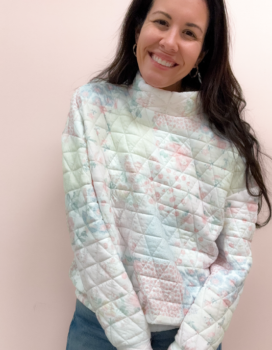 Floral Mock Neck Sweater
