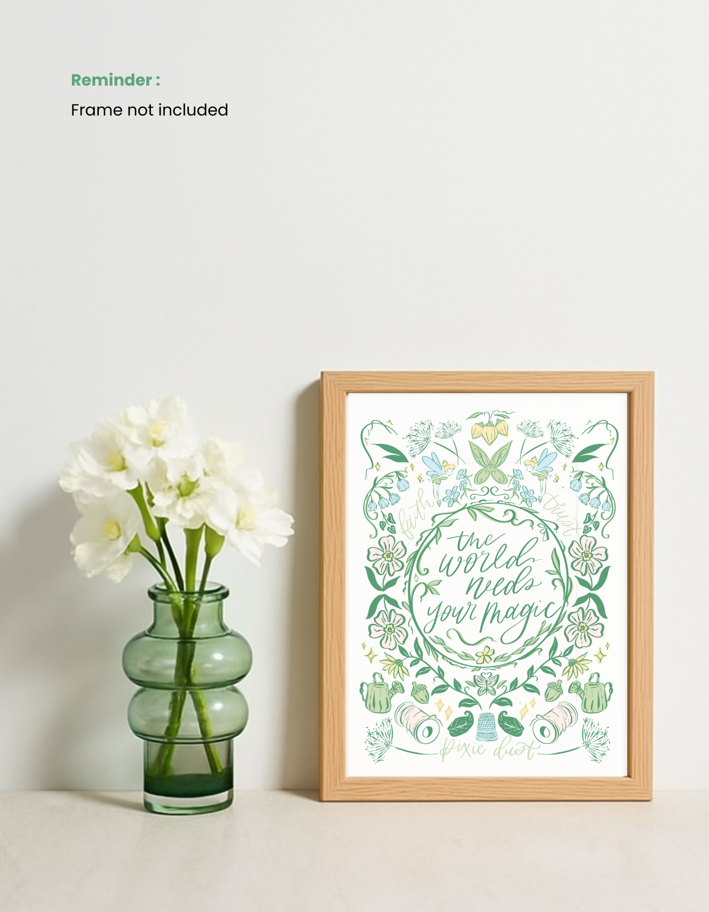 Faith and Trust Floral Art Print - 8x10