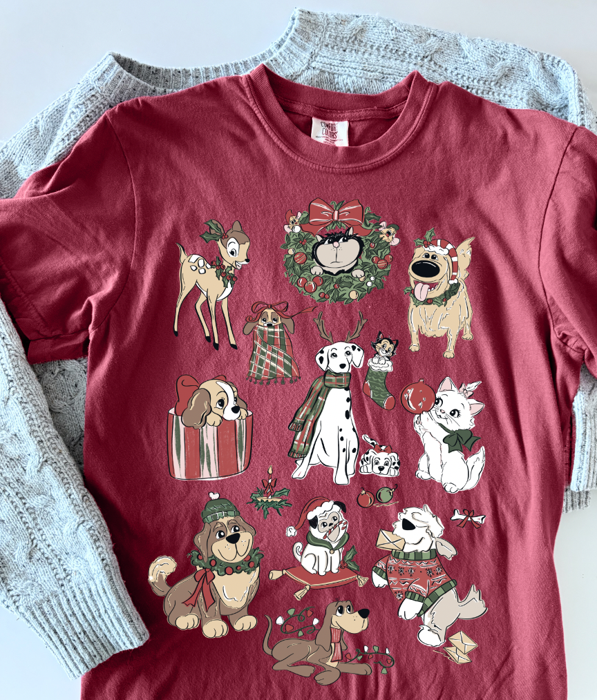 Festive Winter Friends Tee - Chili - PREORDER