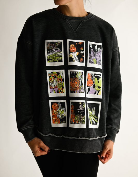 Not So Scary Polaroid Hi-Low Crewneck - Charcoal
