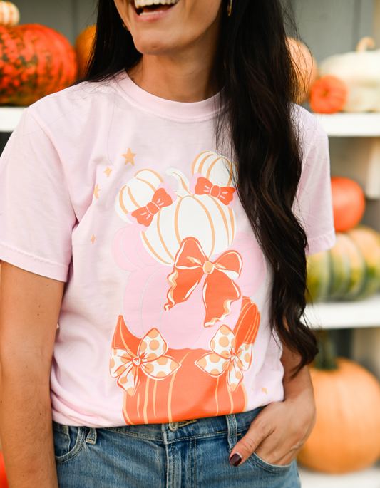 Pumpkin Bow Stack CC Tee - Blossom
