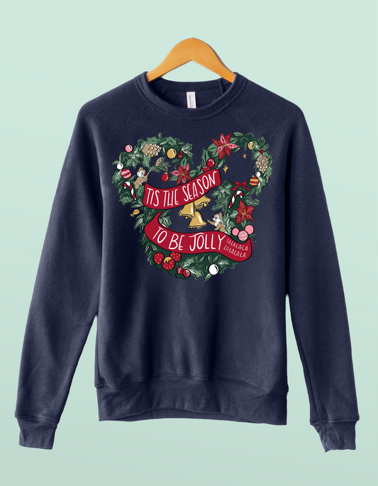 Holly Jolly Wreath Sweatshirt - Navy - PREORDER