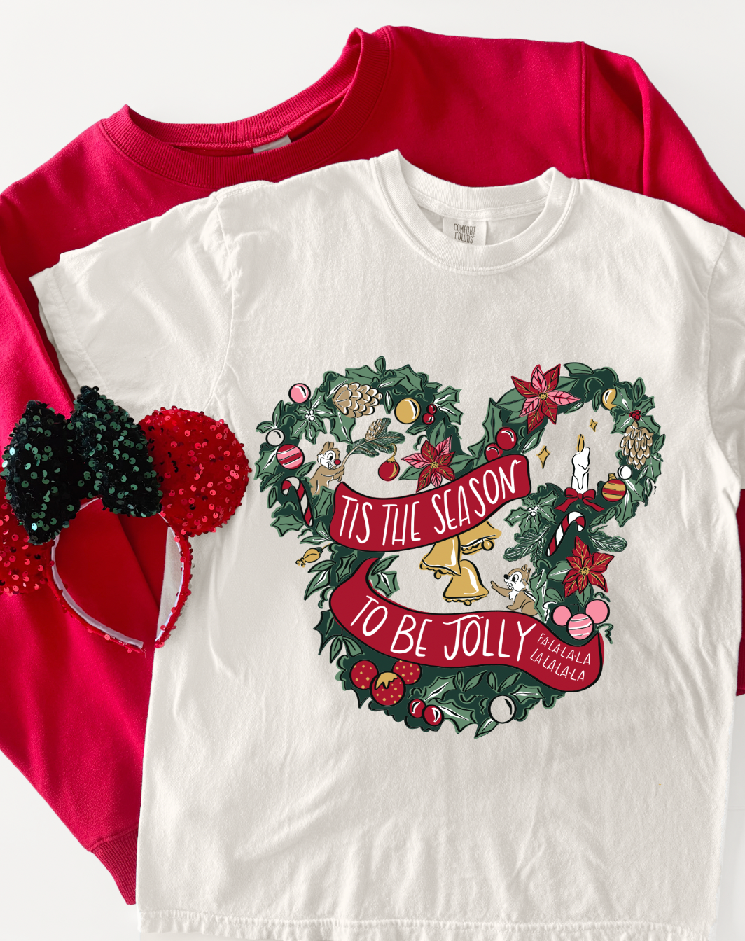 Holly Jolly Wreath Tee - Ivory - PREORDER