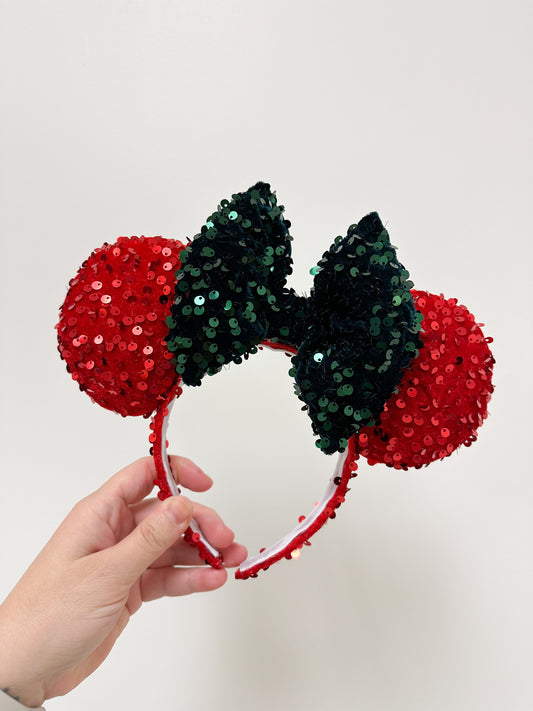 Red Christmas Confetti w/ Green Bow Ears - Dreaming of Magic Designs - PREORDER