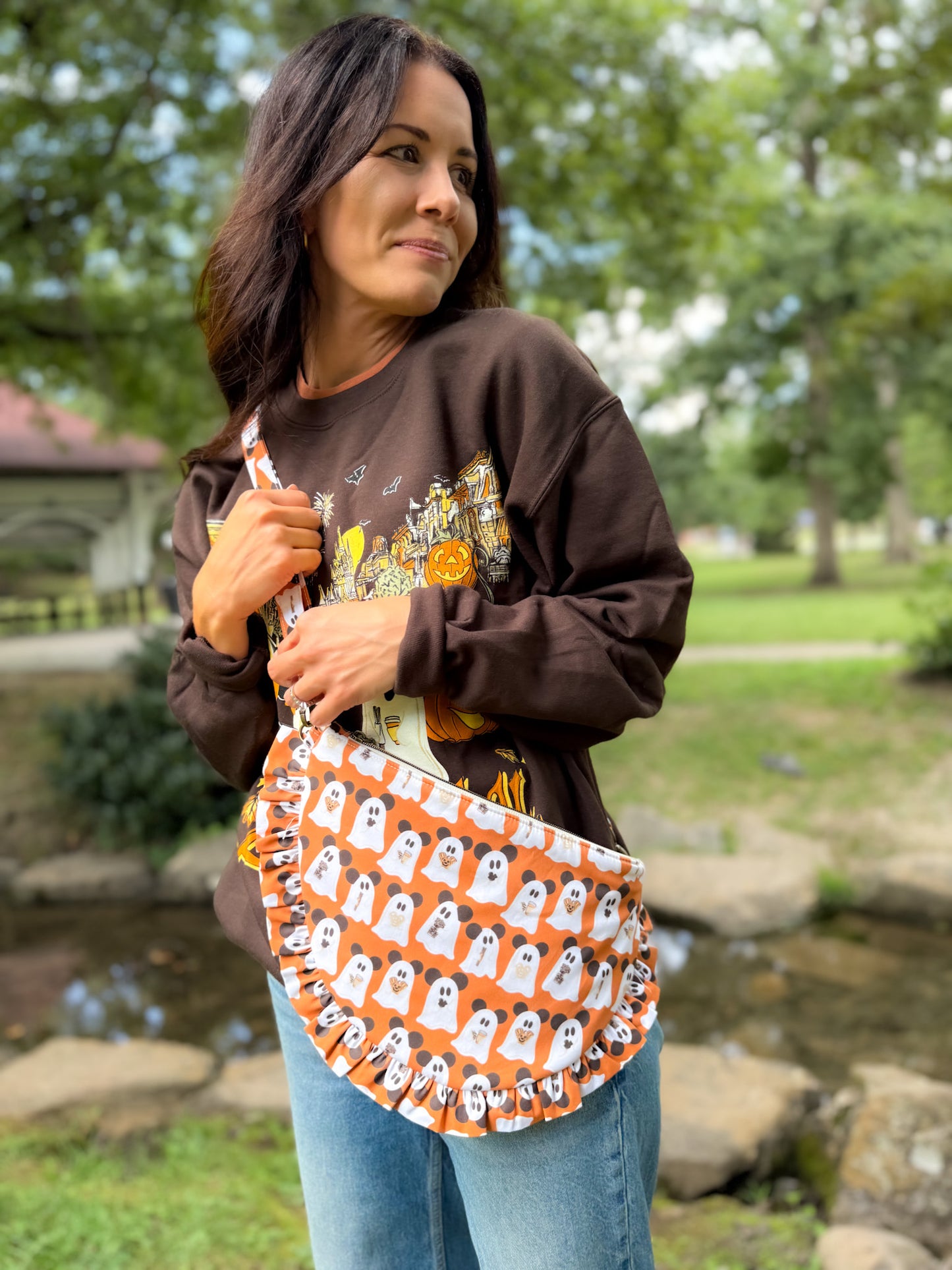Fall Juliette Crescent Crossbody - Snacking Ghosts - PREORDER