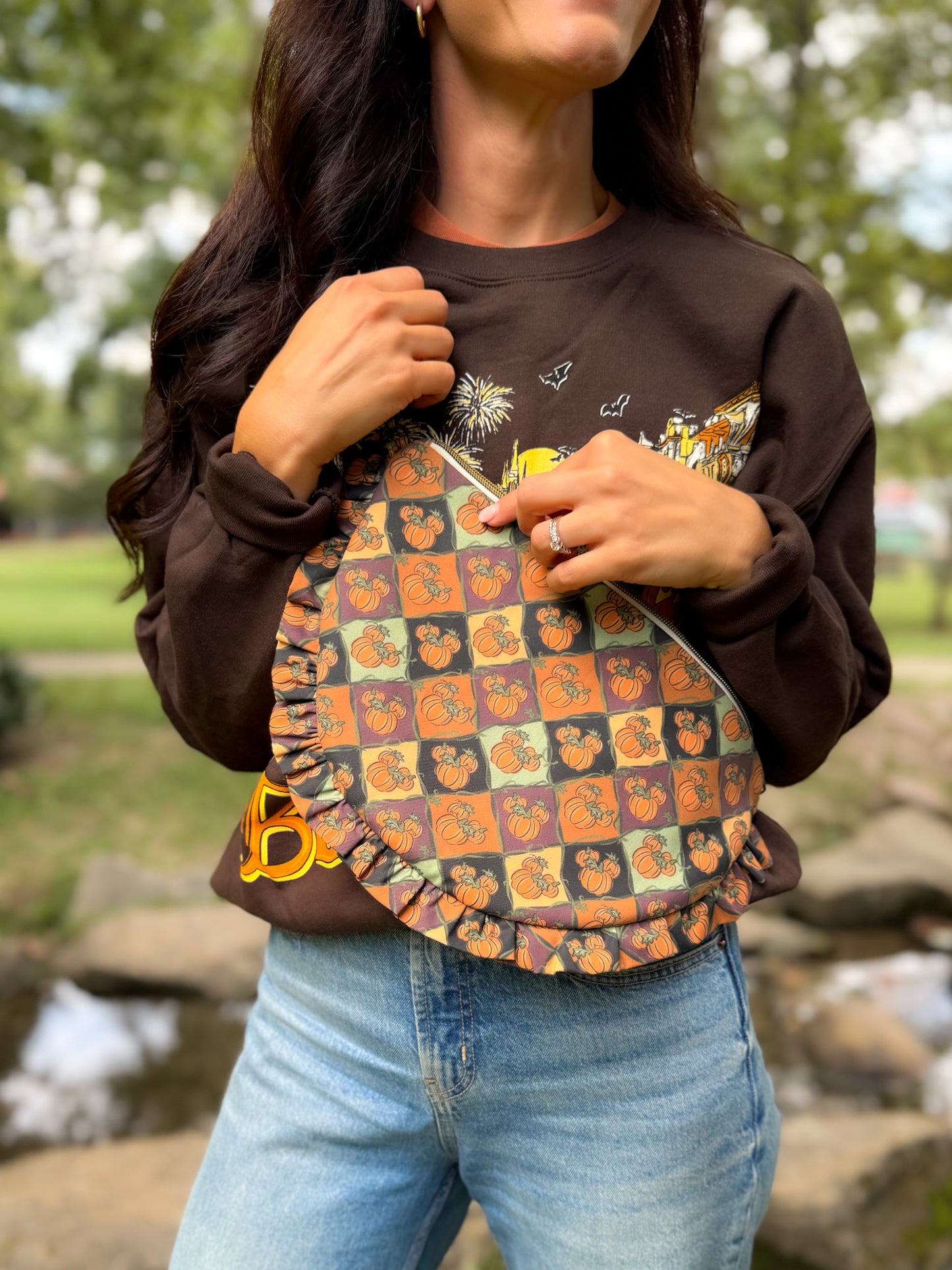Fall Juliette Crescent Crossbody - Pumpkin Argyle - PREORDER