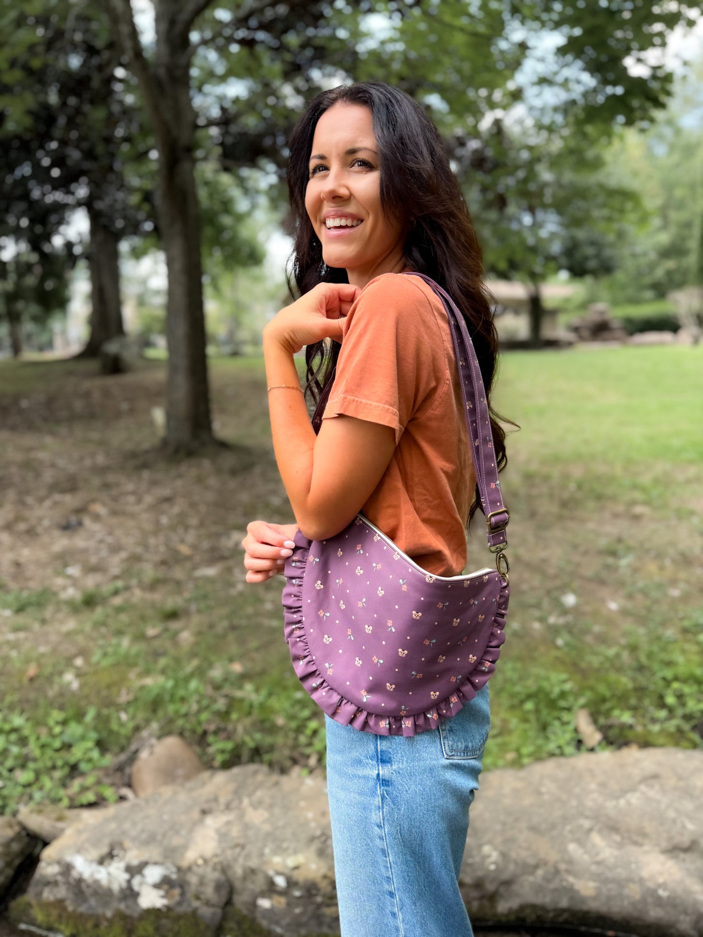 Fall Juliette Crescent Crossbody - Pumpkin Dot - PREORDER