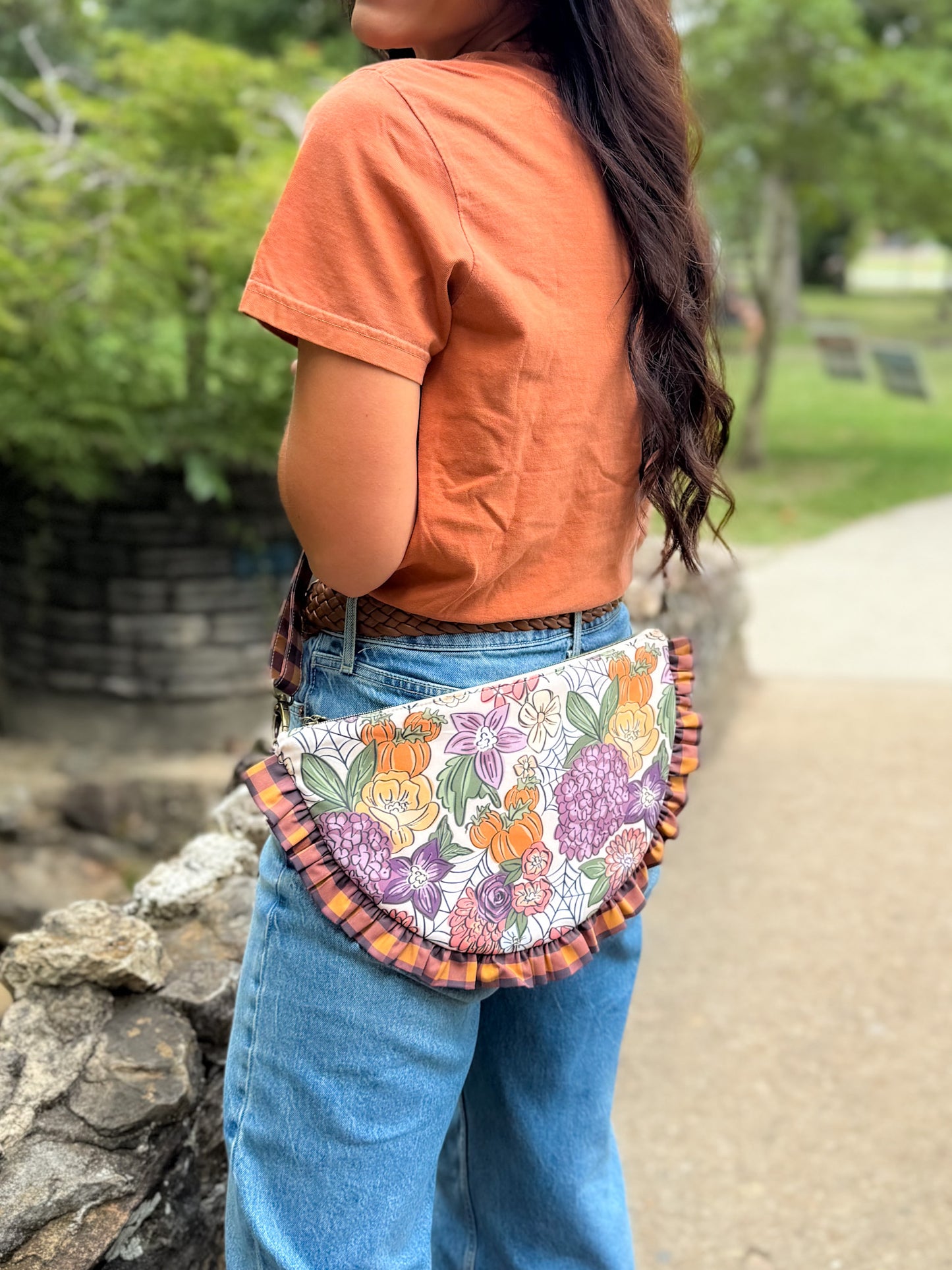 Fall Juliette Crescent Crossbody - Fall Floral Daylight & Berry Buckle - PREORDER