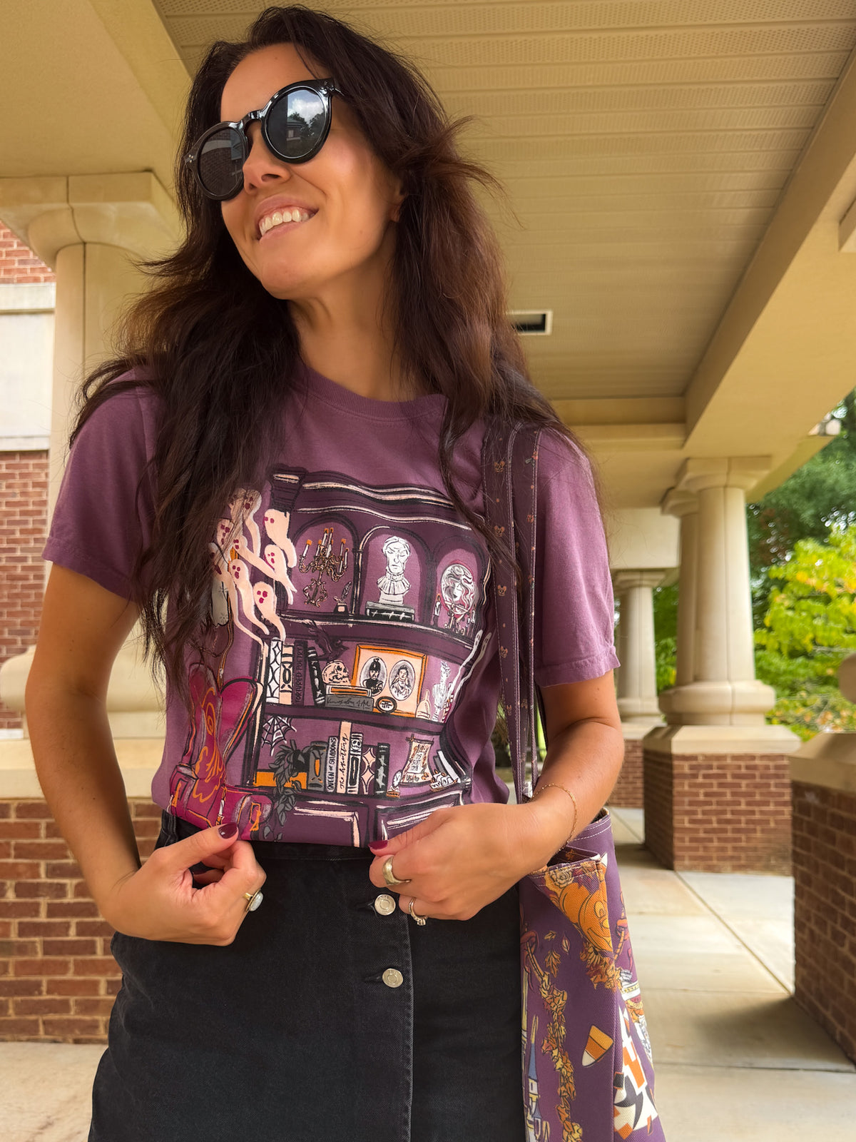 Haunted Bookcase Tee - Berry