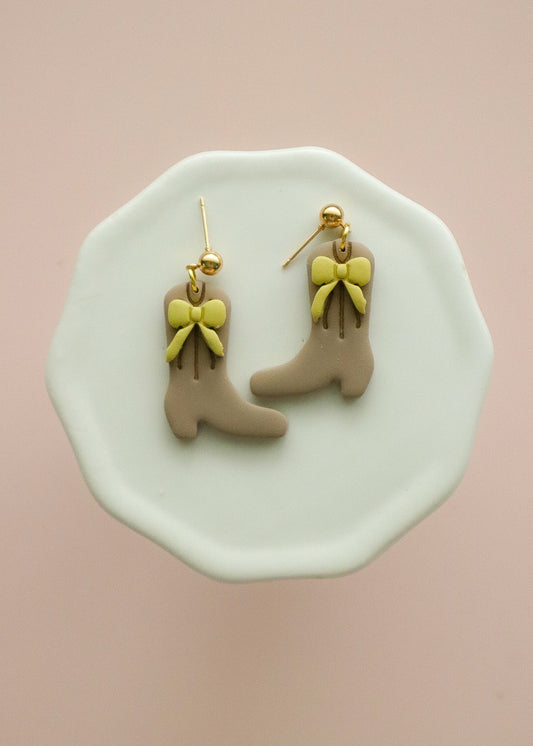 Bow Cowgirl Boot Dangle Earrings - Opal & Rain