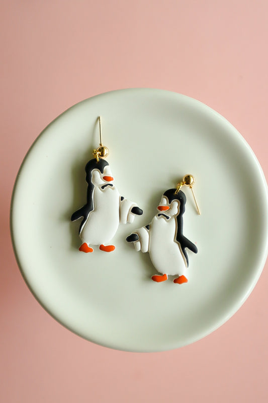 Penguin Dangle Earrings - Opal & Rain