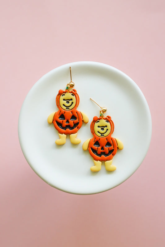 Pumpkin Bear Earrings - Opal & Rain