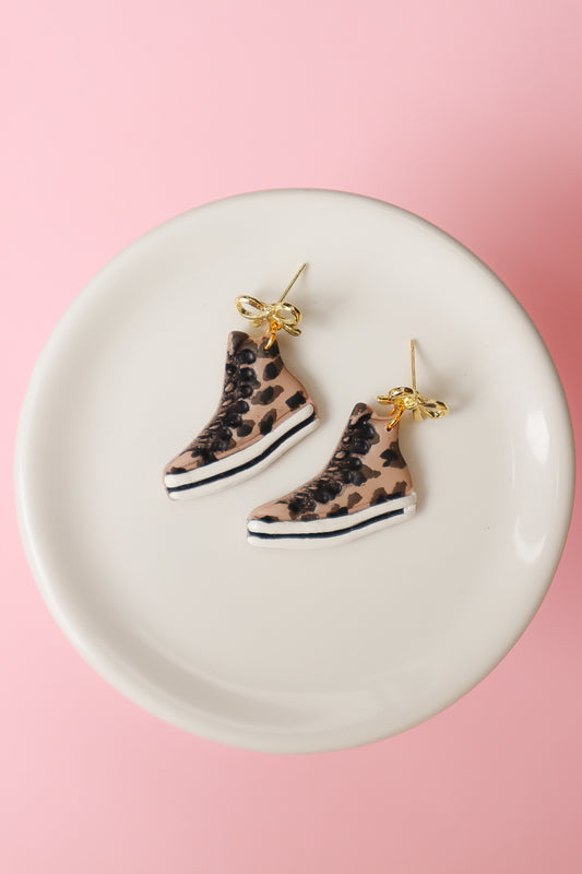 Leopard Sneaker Earrings - Opal & Rain