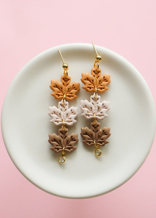 Leaf Trio Dangle Earrings - Opal & Rain