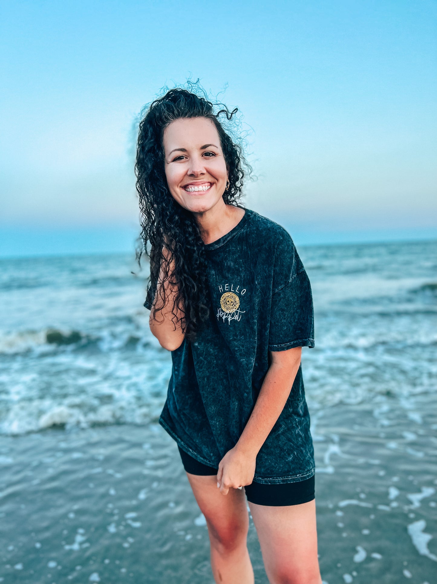 Hello Poppet Embroidered Tee- L