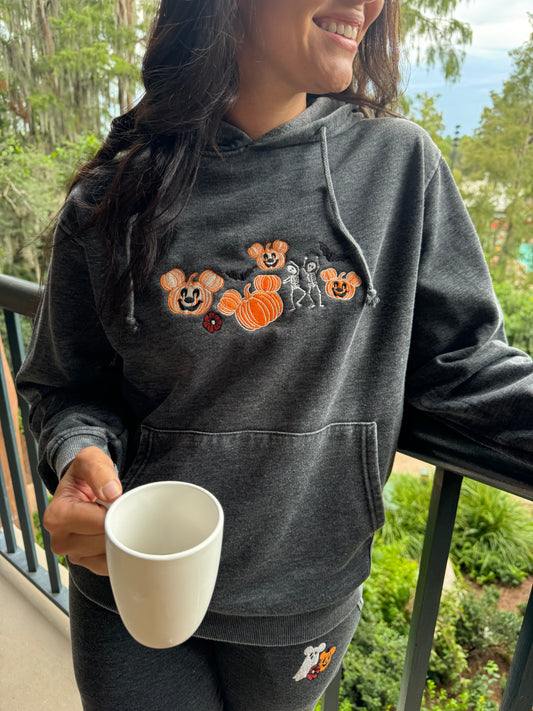 Halloween Line Up Embroidered Hoodie