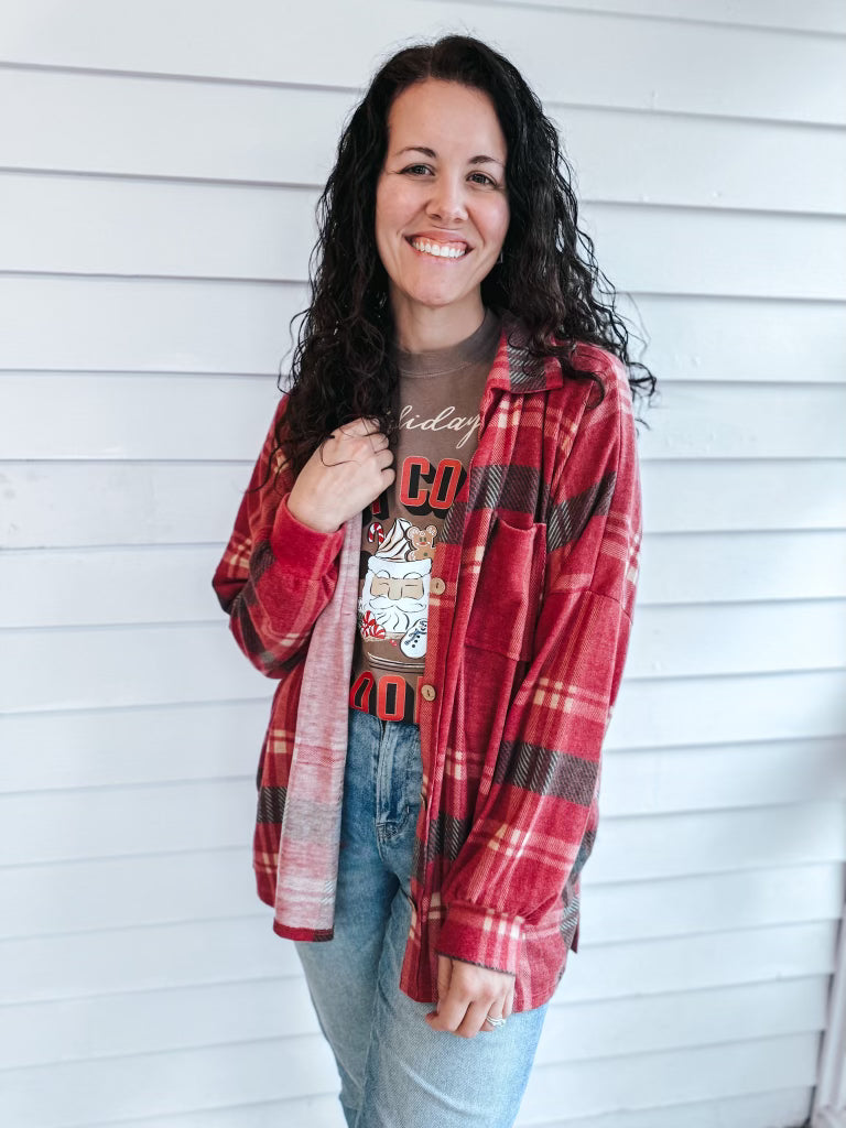 Red Brushed Cashmere Plaid Flannel - PREORDER