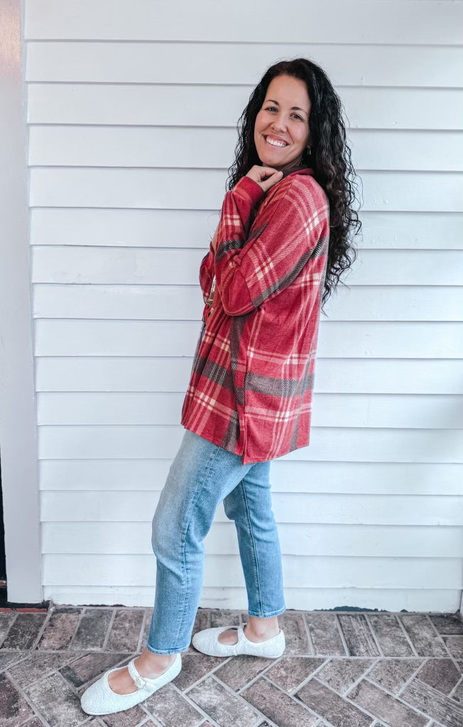 Red Brushed Cashmere Plaid Flannel - PREORDER