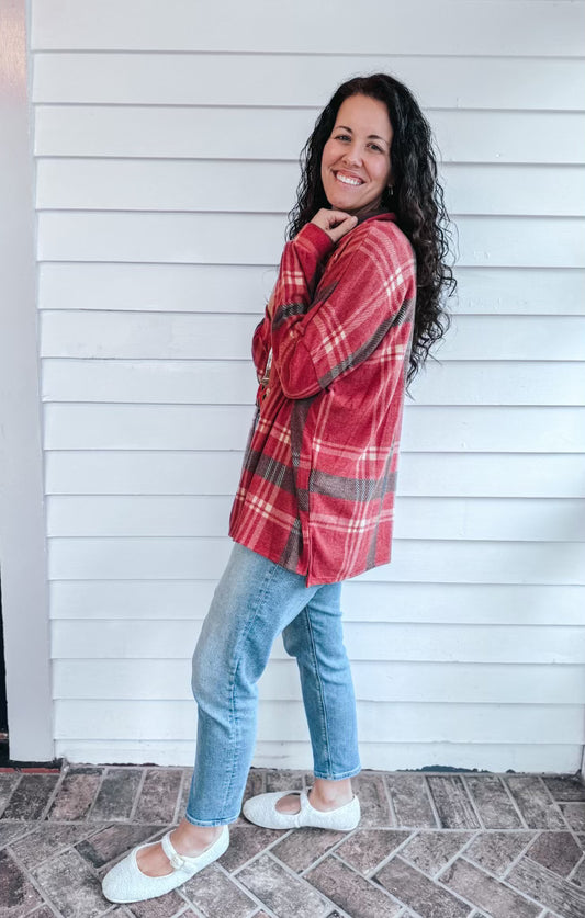 Red Brushed Cashmere Plaid Flannel - PREORDER