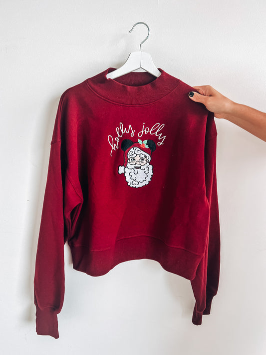 Holly Jolly Santa Embroidered Sweatshirt - S-XL - PREORDER