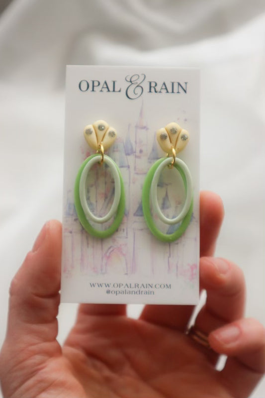 Frog Princess Dangle Earrings - Opal & Rain