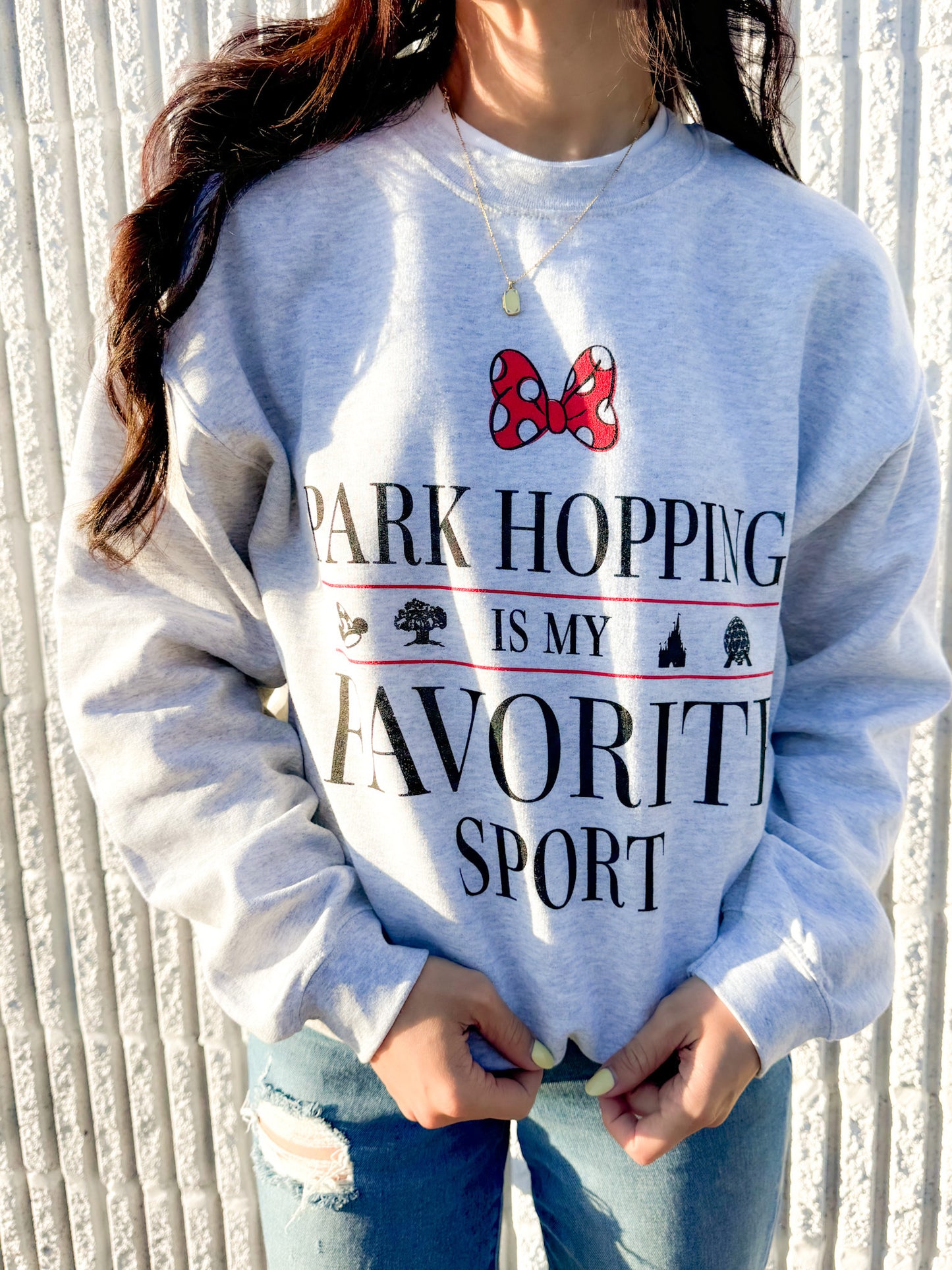 Park Hopping Is My Favorite Sport Gildan Sweatshirt - Ash Gray - IMPERFECT - XL