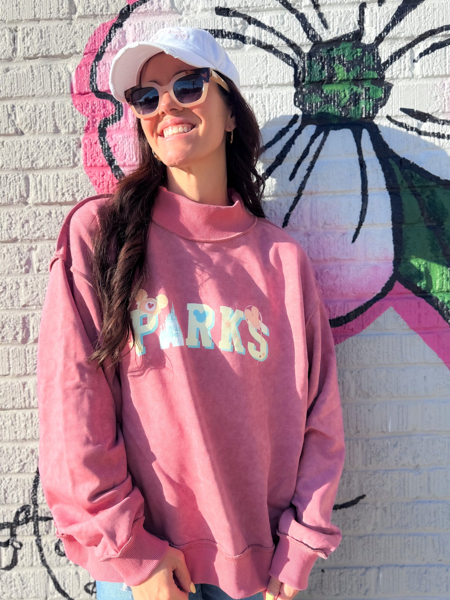 Iconic Parks Vintage Wash Mockneck Sweatshirt - Pink - PREORDER