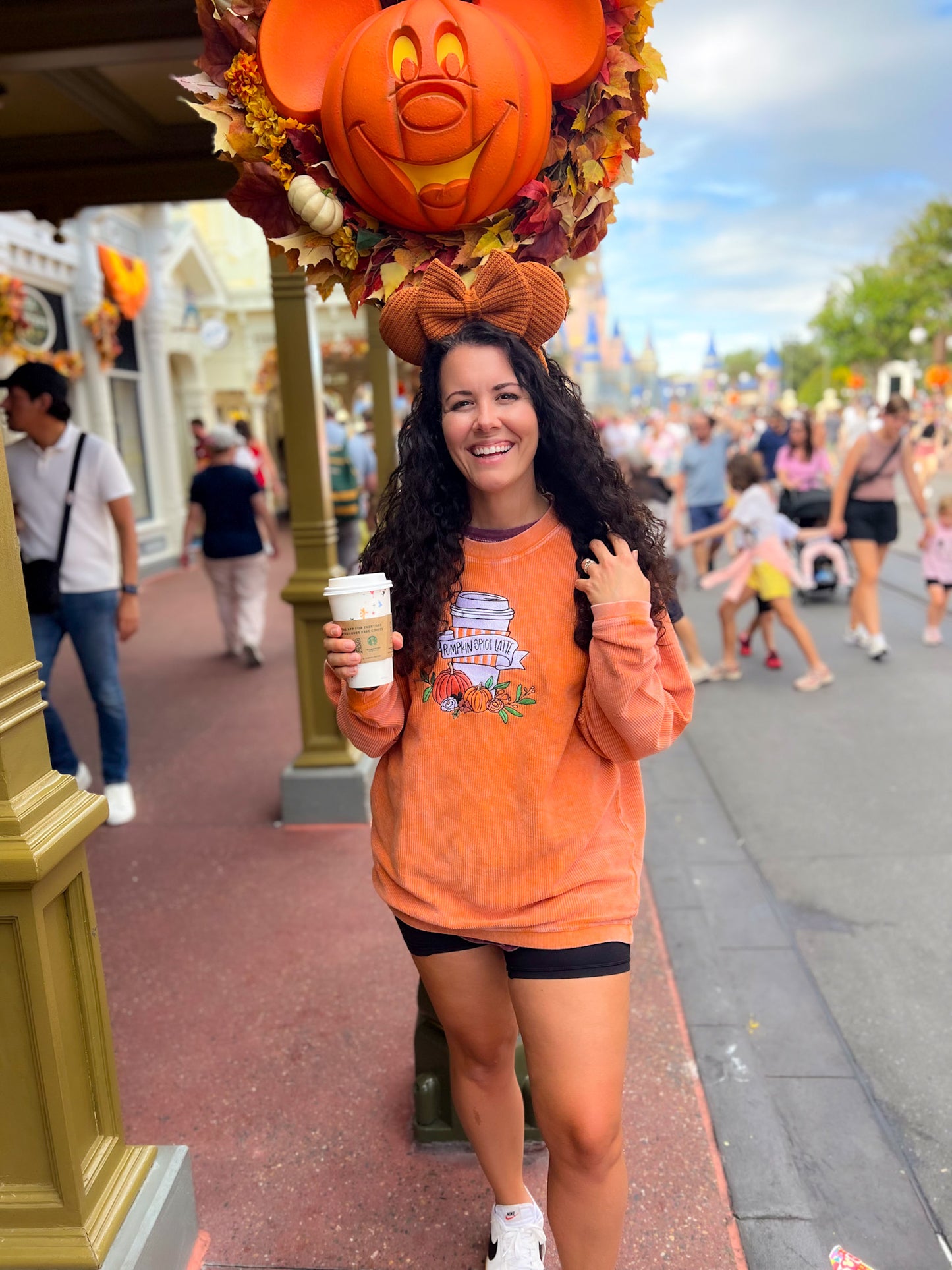 Pumpkin Spice Embroidered Corded Sweatshirt- PREORDER