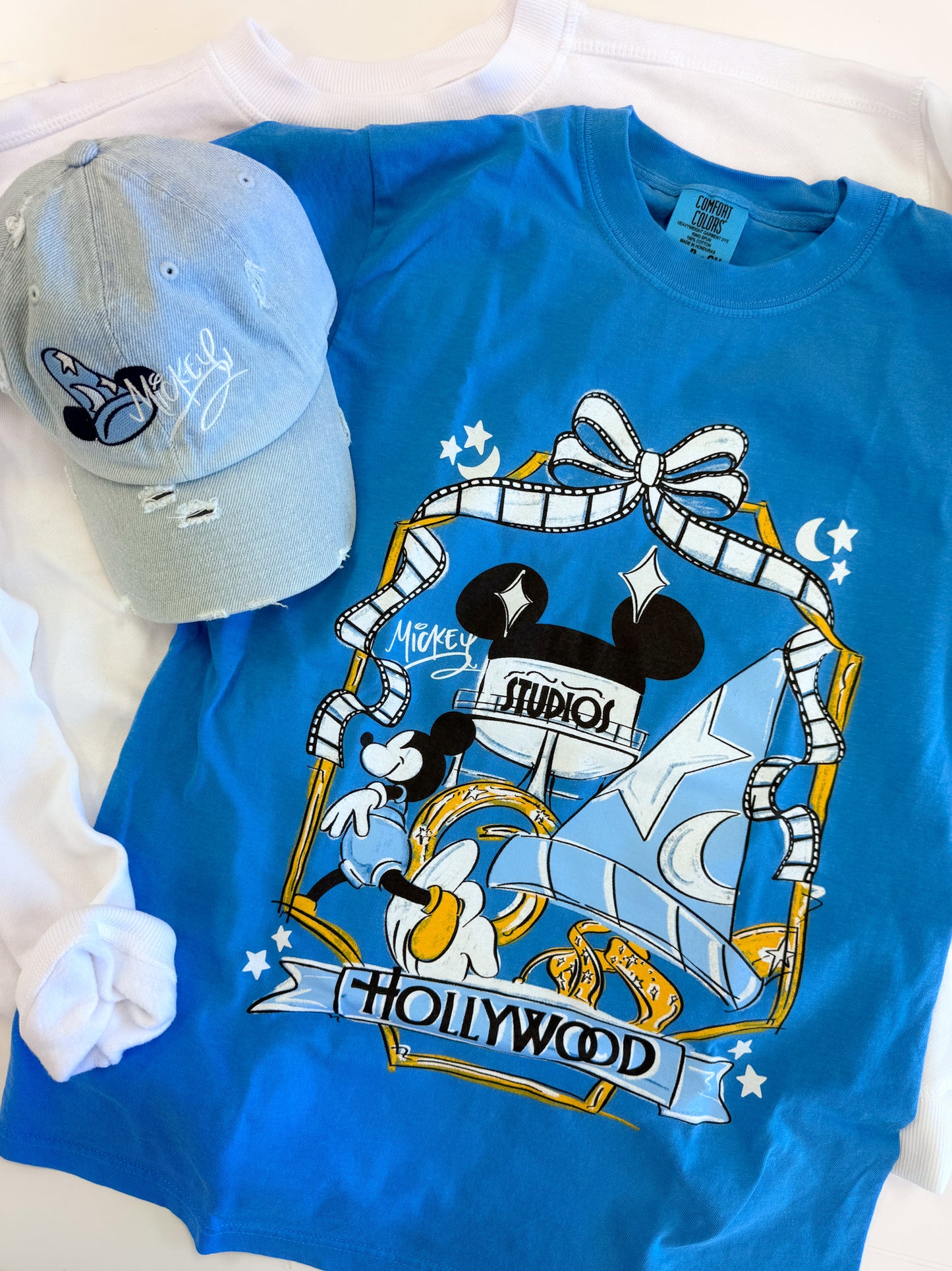 Hollywood Bows & Borders CC Tee - Royal Caribe - IMPERFECT - S, M, L
