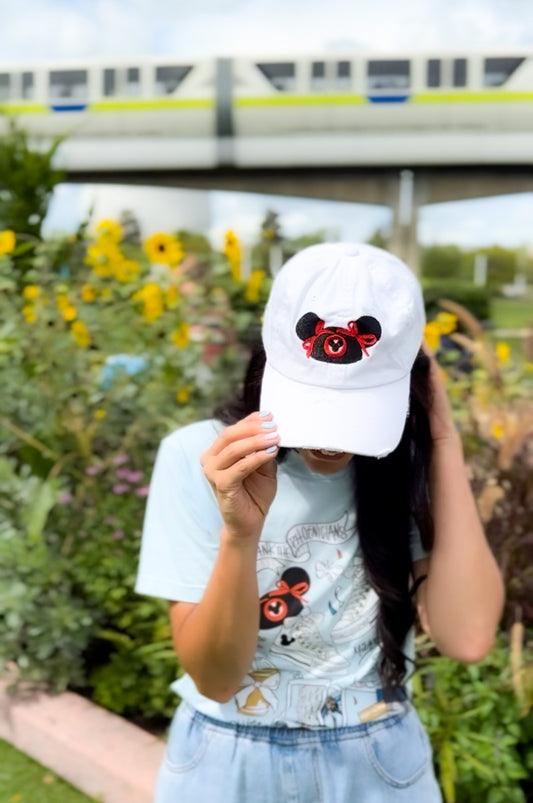 Mouse Ears Bow Hat - White