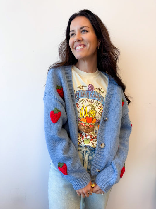 Strawberry Embroidered Cardigan