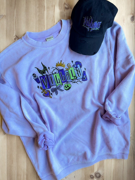 Villainous Embroidered Corded Sweatshirt - Lilac Purple - PREORDER