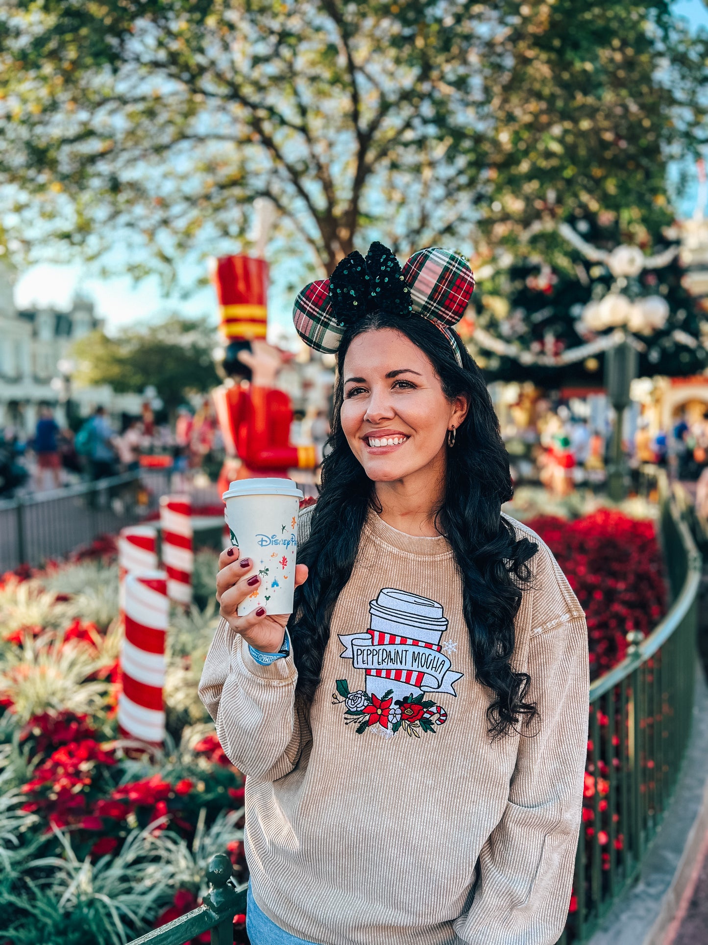 Peppermint Mocha Embroidered Corded Sweatshirt - S, L, XL