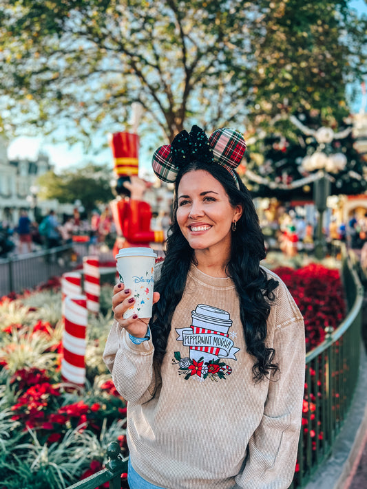 Peppermint Mocha Embroidered Corded Sweatshirt - S, L, XL