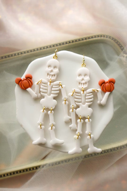 Skeleton Pumpkin Earrings - Opal & Rain