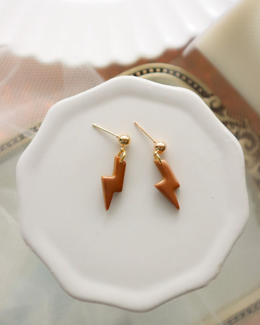 Lightning Bolt Earrings - Opal & Rain