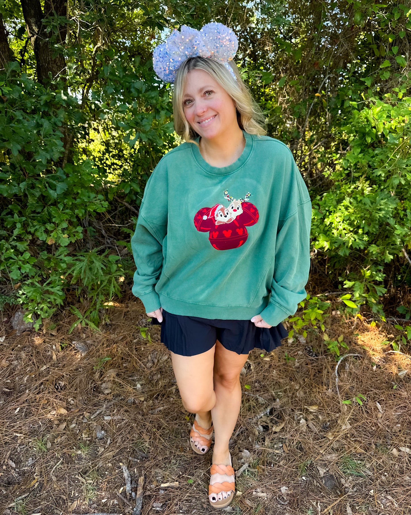 Chipmunk Jingle Bell Embroidered Crewneck Sweatshirt - PREORDER