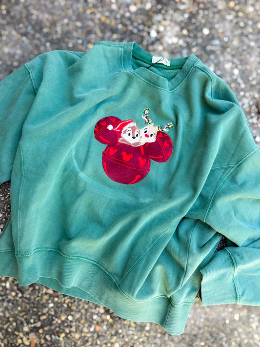 Chipmunk Jingle Bell Embroidered Crewneck Sweatshirt - PREORDER