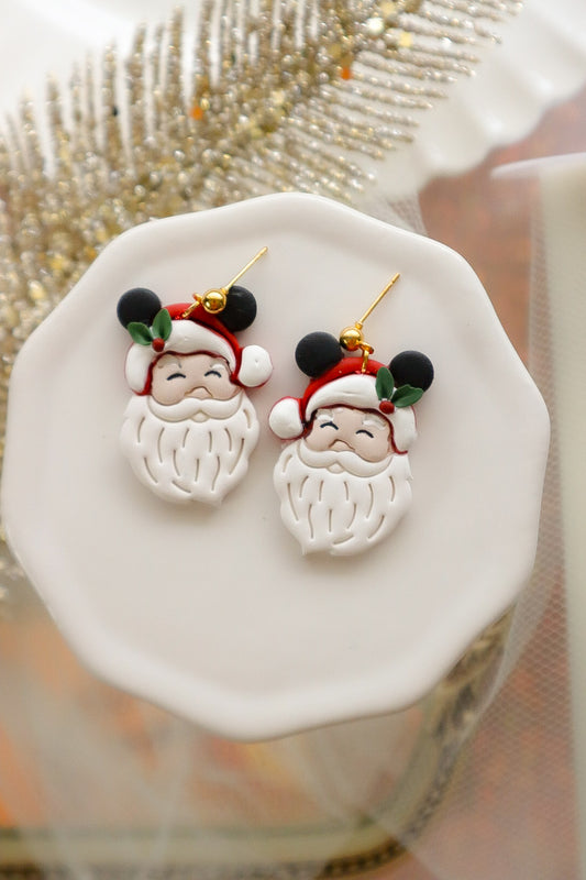 Santa Mouse Earrings - Opal & Rain - PREORDER