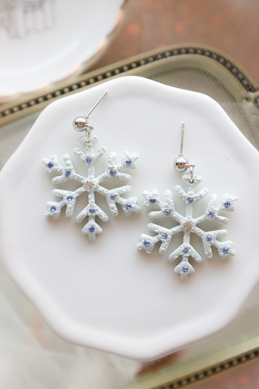 Snowflake Dangle Earrings - Opal & Rain