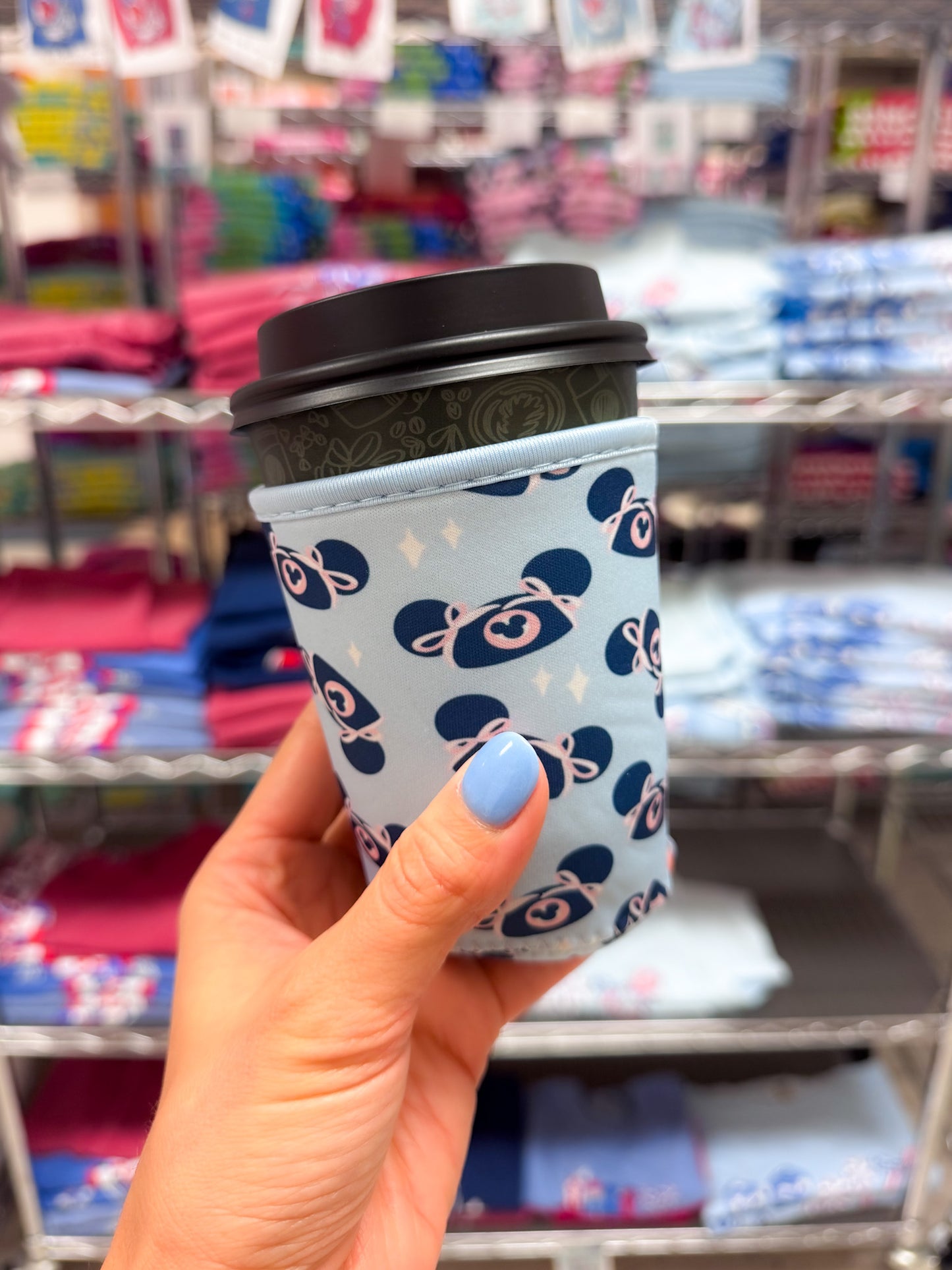 Bows Mouse Ears Hat Cup Sleeve - Light Blue