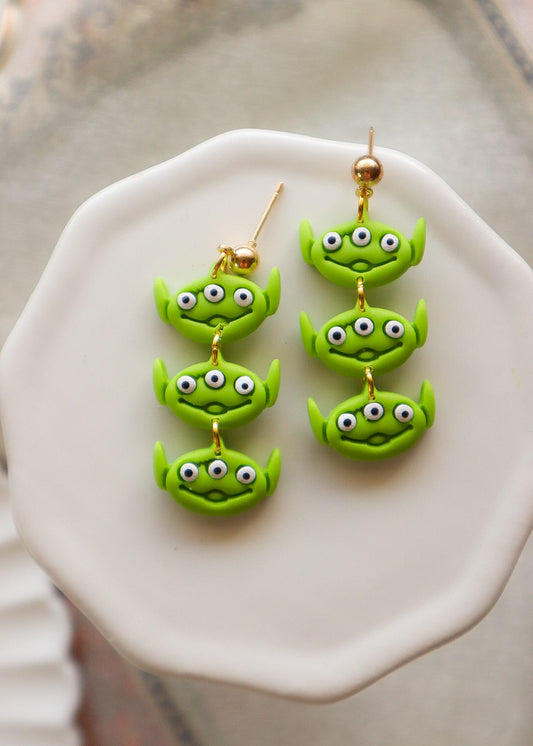 Alien Trio Dangle Earrings - Opal & Rain
