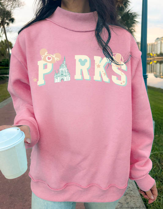 Iconic Parks Vintage Wash Mockneck Sweatshirt - Pink - PREORDER