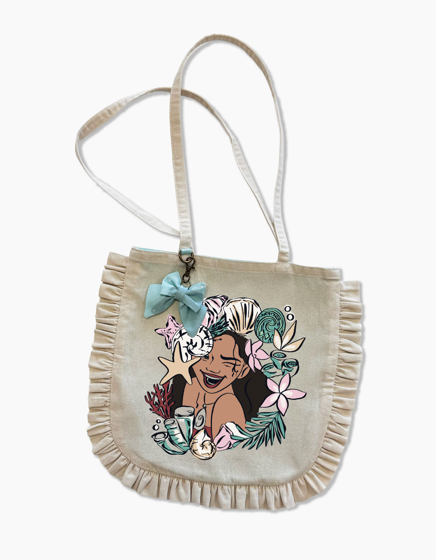Island Princess Small Tote - Teal Polka Dot Tiny Bow