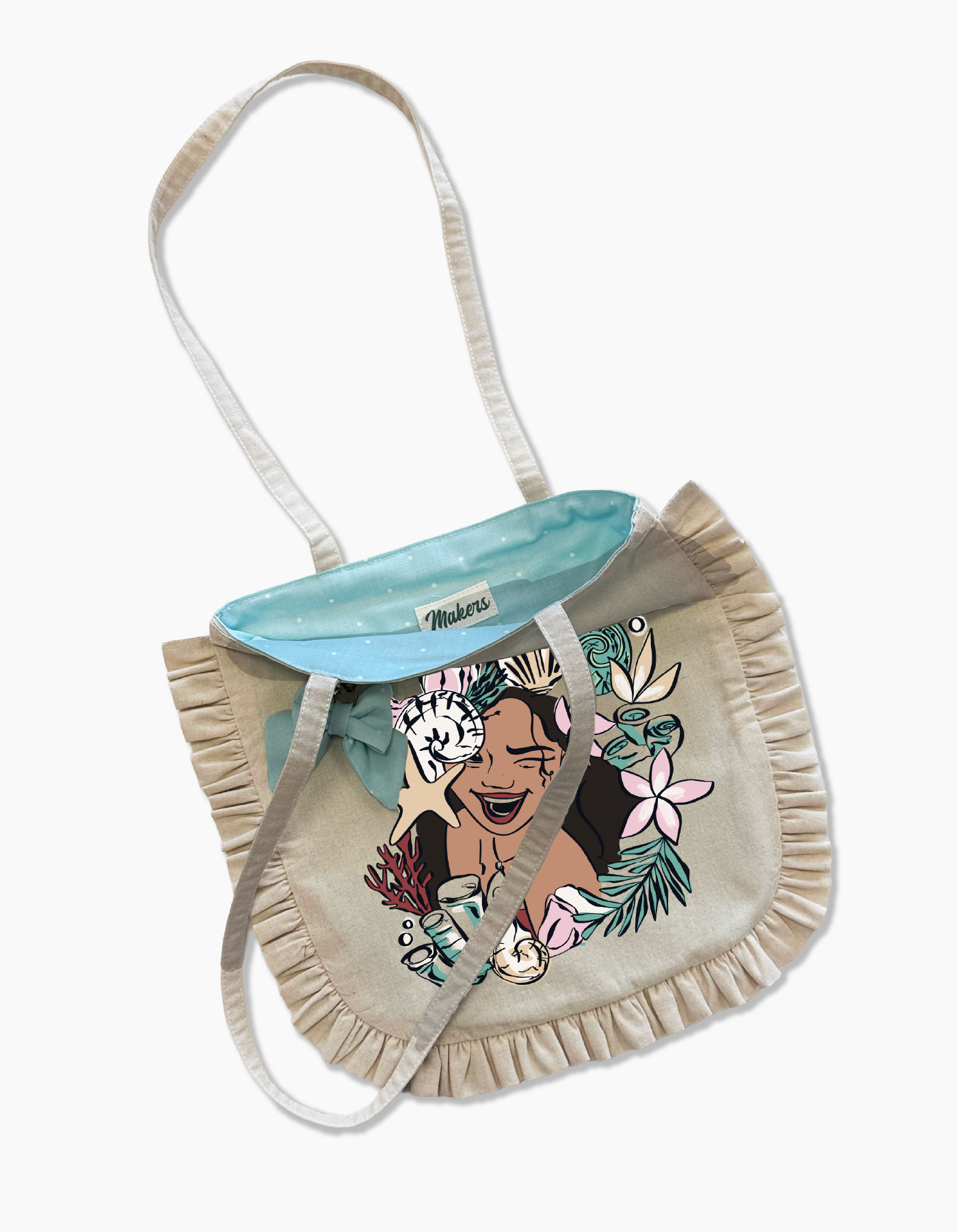 Island Princess Small Tote - Teal Polka Dot Tiny Bow