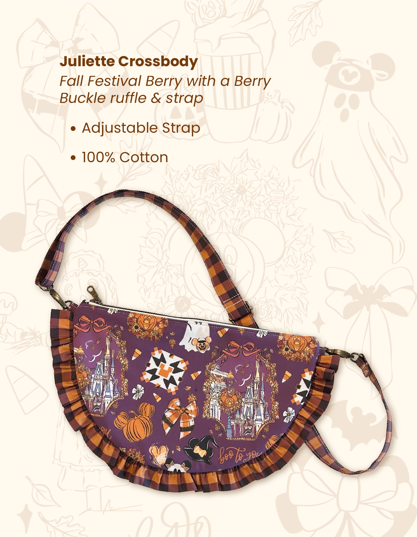 Fall Juliette Crescent Crossbody - Fall Festival Berry & Berry Buckle - PREORDER