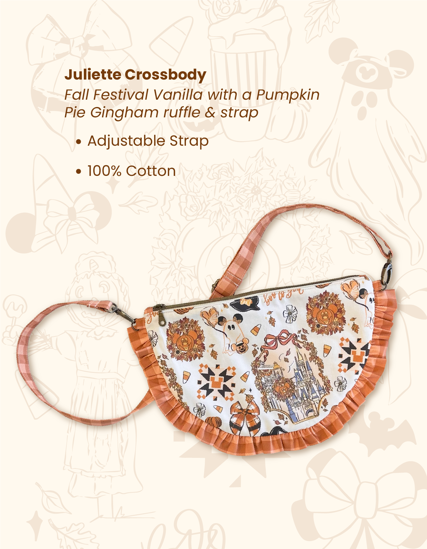 Fall Juliette Crescent Crossbody - Fall Festival Vanilla & Pumpkin Pie - PREORDER