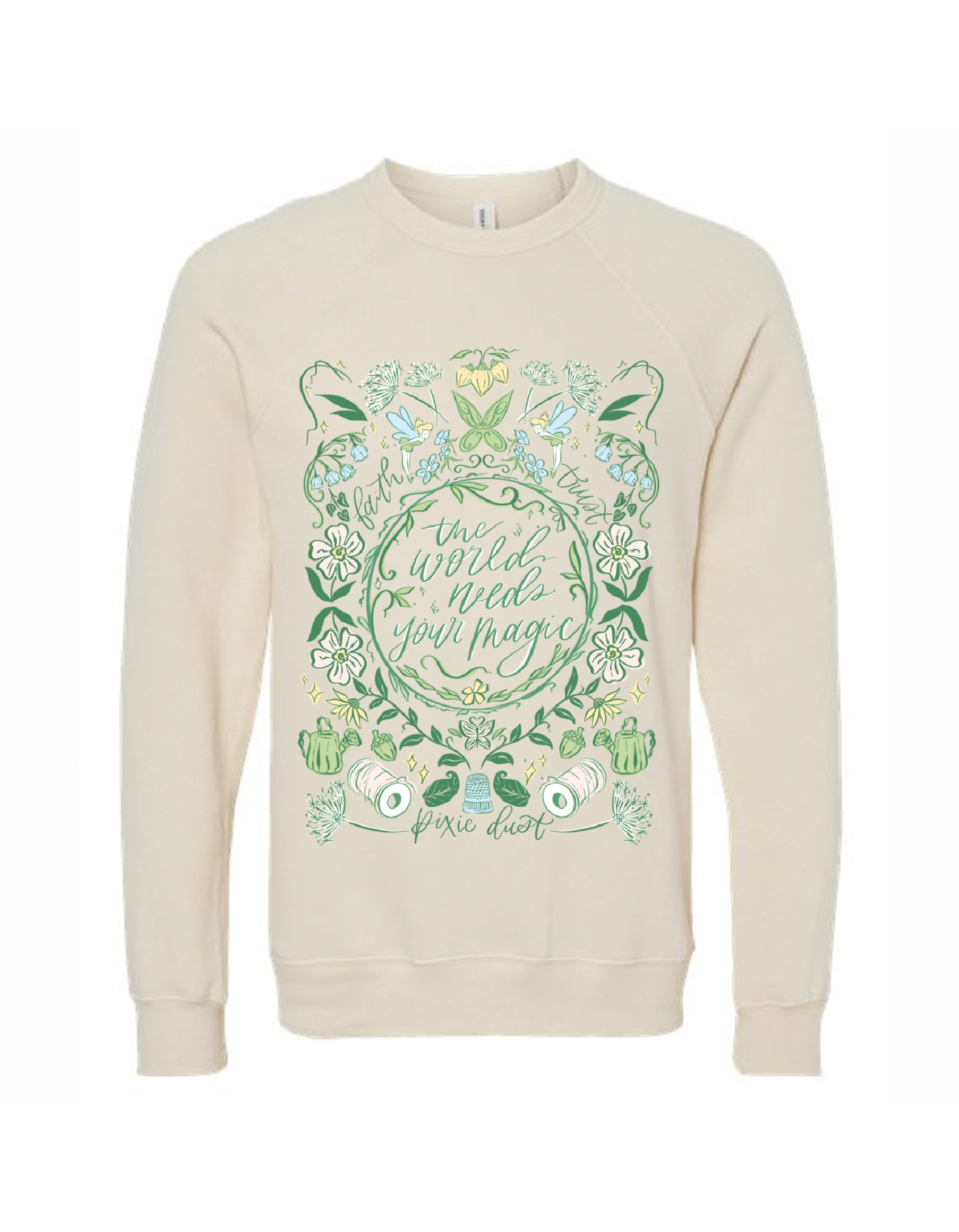 Faith and Trust Floral - Sponge Fleece Sweatshirt - Natural
